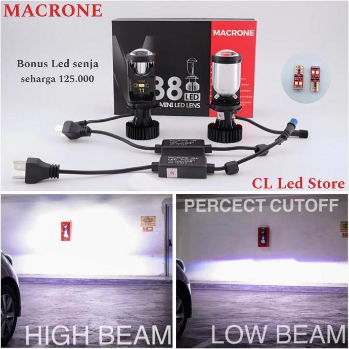 LAMPU LED V88 MACRONE MINI PROJECTOR 6K H4 ONLY