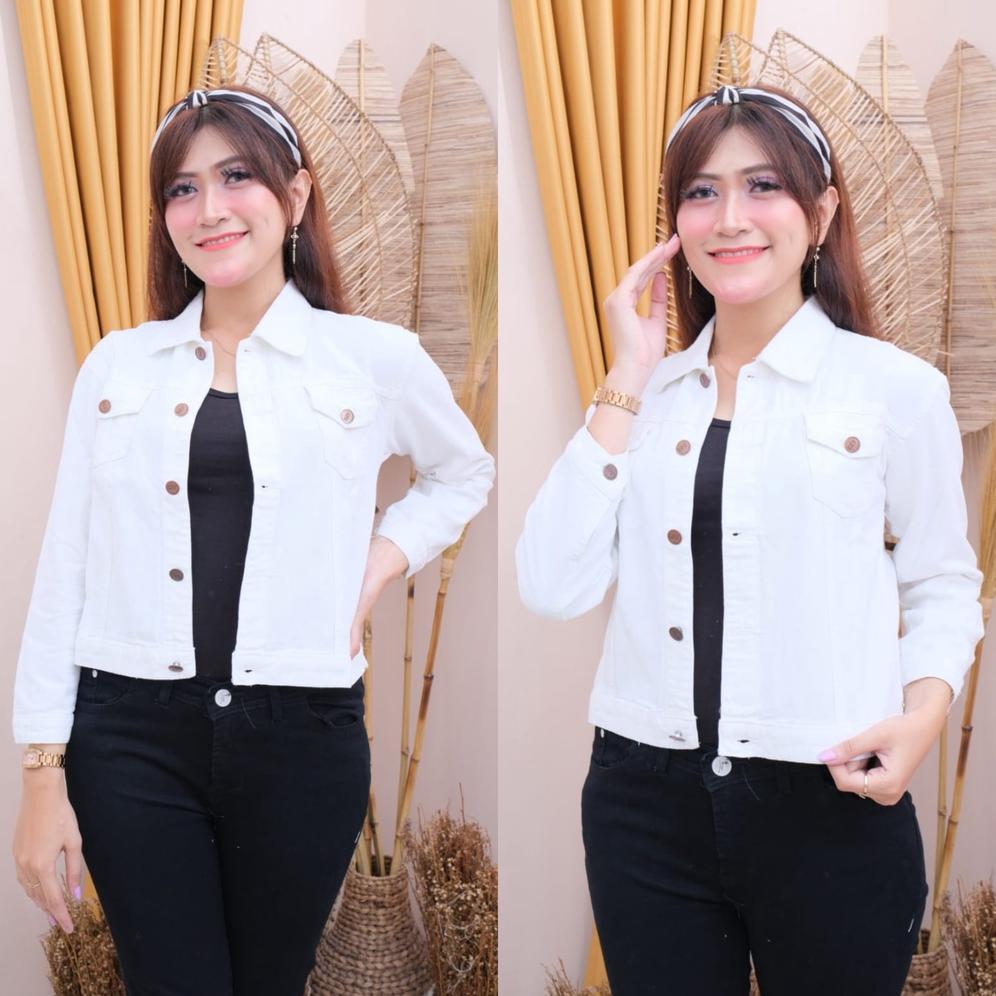 NEW Witney Jaket Jeans Putih Wanita Jaket Crop Biondy