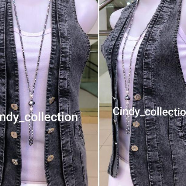 Rompi Jeans Wanita Hitam Snow / Rompi Hitam / Rompi Jumbo Xxl / Vest Jeans Wanita / Rompi Cewek Hita