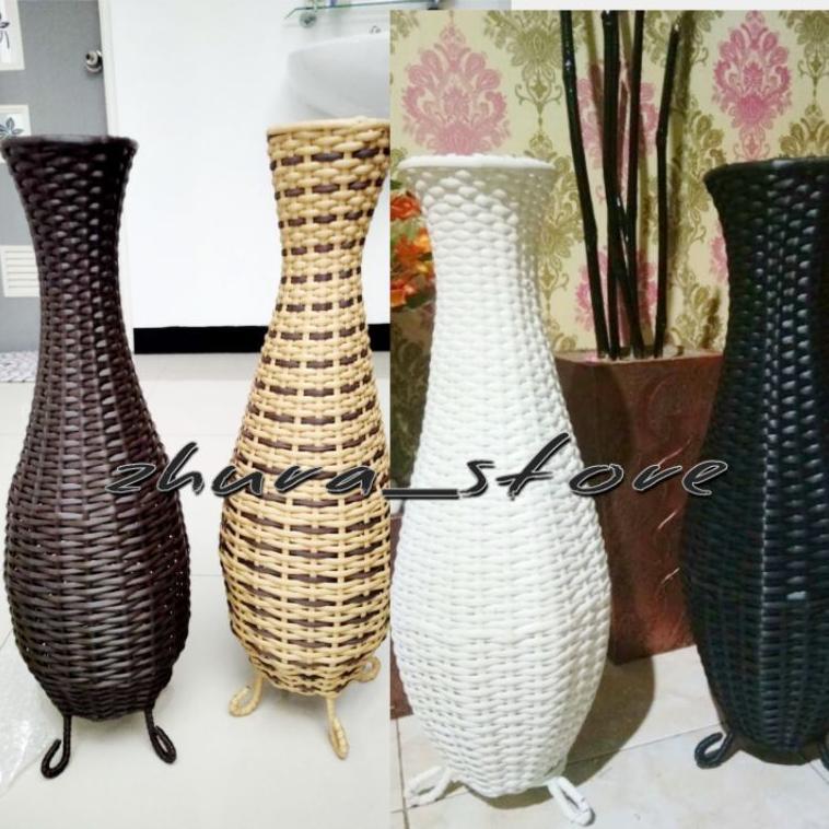 (Terlaris)Pot Bunga Sudut/Vas Guci Rotan Sintetis