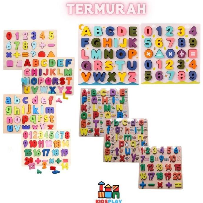 Chunky Puzzle ABC 123 Chunky Puzzle Print New Puzzle Kayu Pastel Diskon