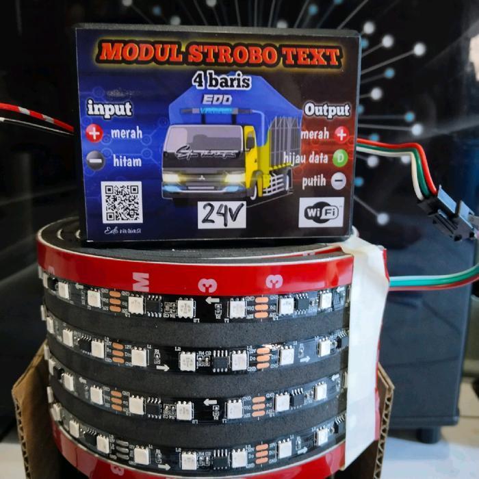 LAMPU STROBO KACA TEXT 4 BARIS WIFI 12/24V UNTUK KENDARAAN MOBIL TRUK & BUS CAR LED LENGKAP DENGAN M