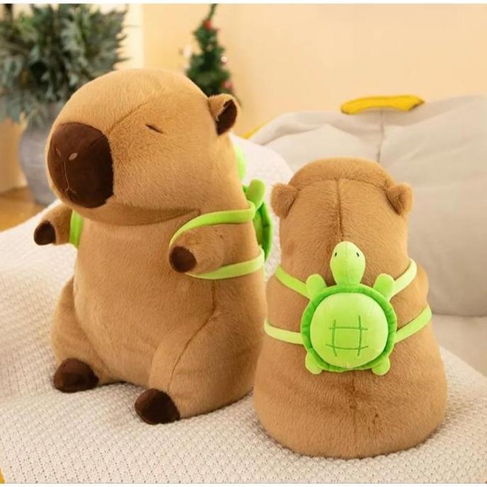 Boneka Capybara Jumbo 75 Cm Gendong Tas Kura-Kura BS