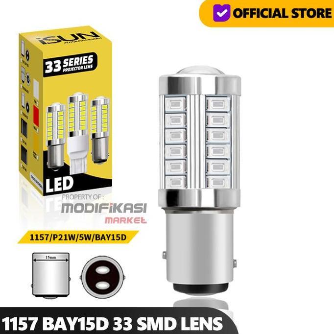 DE45 - LAMPU LED REM MOBIL 1157 BAY15D DUAL CONTACT BAYONET 33 MATA SMD LENSA
