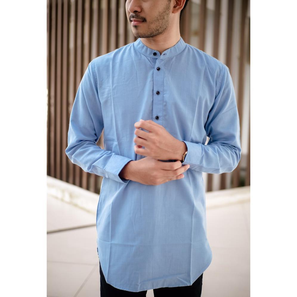 HOT DEALS Baju Koko Kurta Lengan Panjang Warna Biru Muda Biru Laut Ada Big Size Banyak Warna