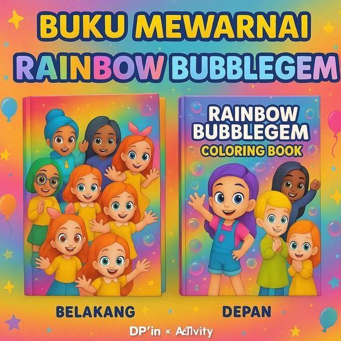 PREMIUM / DpinxAaTivityBuku Gambar Mewarnai [ RAINBOW BUBBLEGEM ] Anak Karakter Lucu Edukasi & Hibur