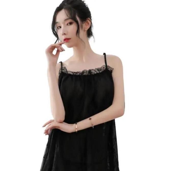 Qiu- Yoona Bt004 Dress Tidur Piyama Lingerie Nita Motif Renda Brukat Daster Gaun Kimono Busui Pendek