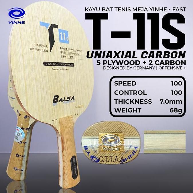 Kayu Bat Tenis Meja Pingpong Yinhe T11S Balsa Carbon Offensive Plus