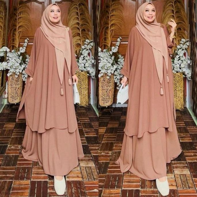 Sasha- Hanami Set Tunik (One Set Tunik Skrit Melayu Bahan Haniyah Arabian Anti Uv) Setrok By Ohc