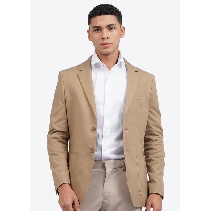 PREMIUM / WOOD Textured Long Sleeve Blazer 2-BZILXC125F093 KHAKI