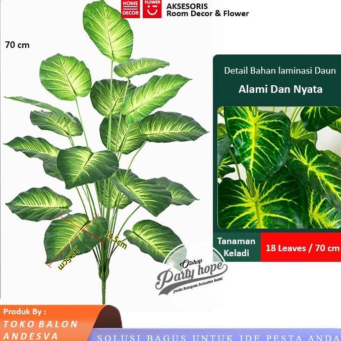 MGC daun keladi jumbo putih / daun aglonema plastik bunga hias artificial