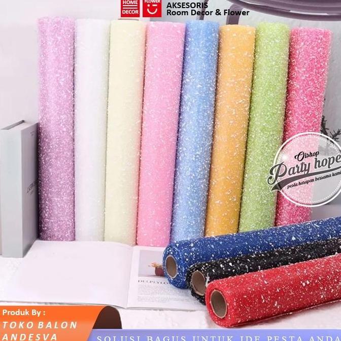 INDA Kain Tile Salju / Snow Wrapping Paper Snowflake Polimesh / 1 Rol Kain Tile Salju Paper Buket Bu