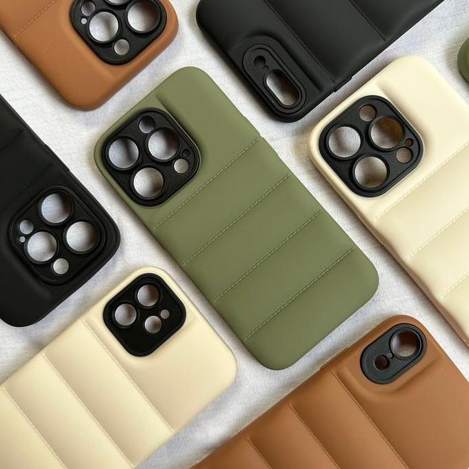 PUFF CASE FOR IPHONE 7-13 PROMAX bumper softcase Hijau Hitam Silicone
