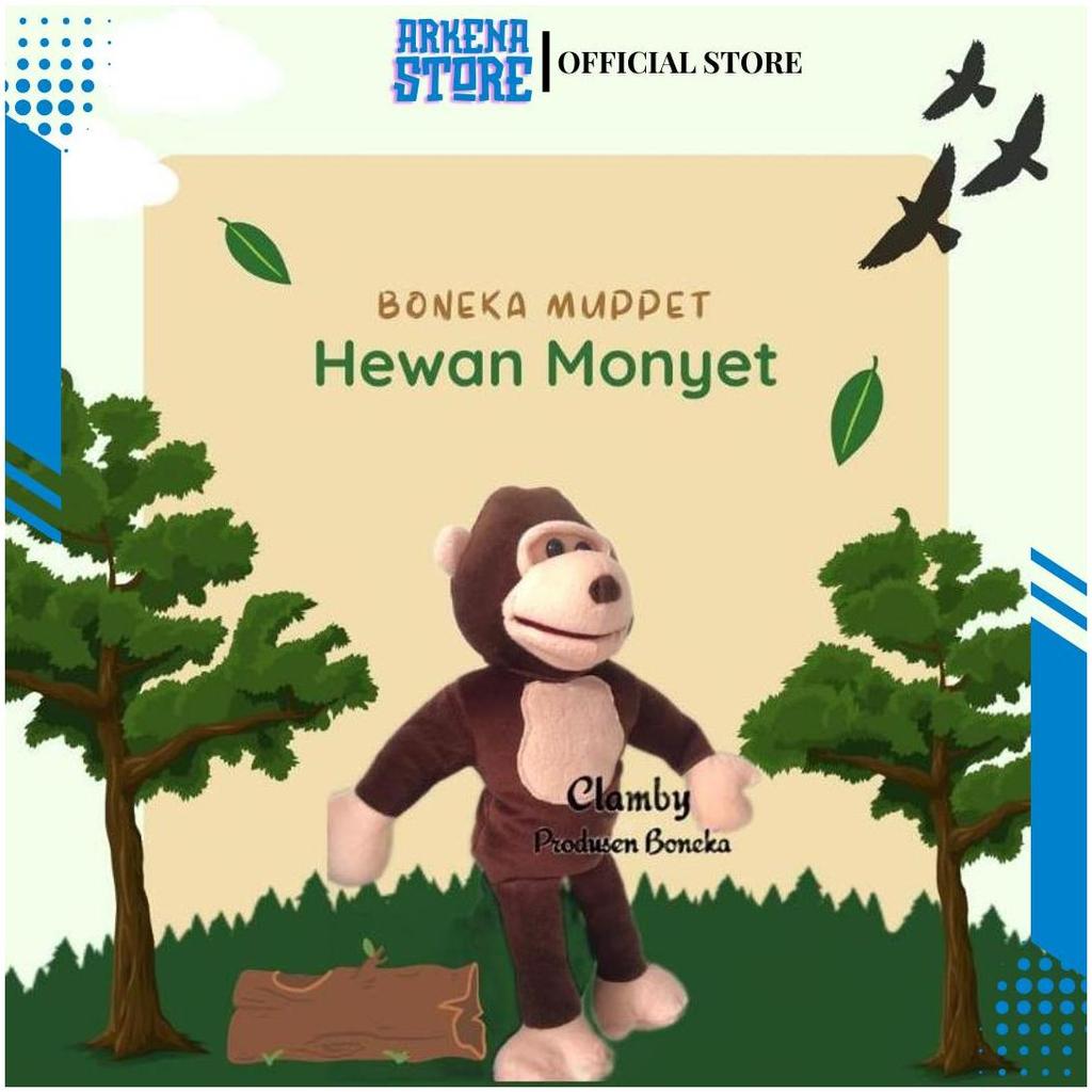 Boneka Monyet Mainan Edukasi Anak/ Hand Puppet Boneka Tangan Monyet Lucu/ Boneka Dongeng CI Promo