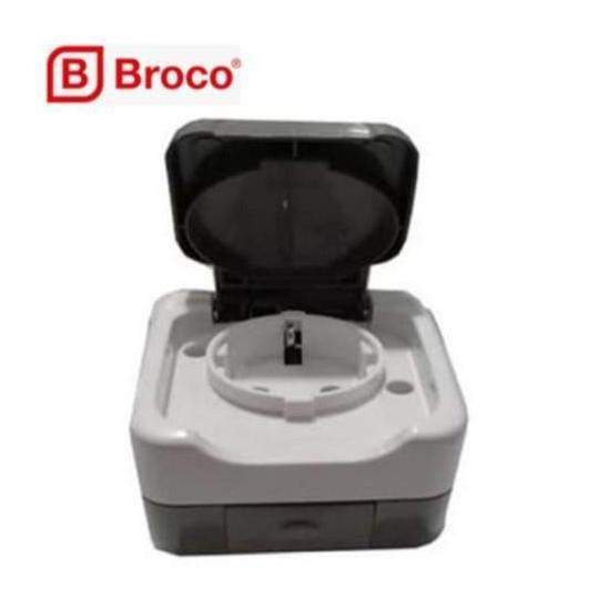 Stopkontak colokan outdoor broco atlantik dengan tutup tempel socket Alqshop