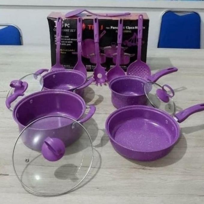 PREMIUM / Panci Teflon Set 13Pcs / Cookware Set 13Pcs Komplit / Panci Set Marble 13Pcs / Panci Set U
