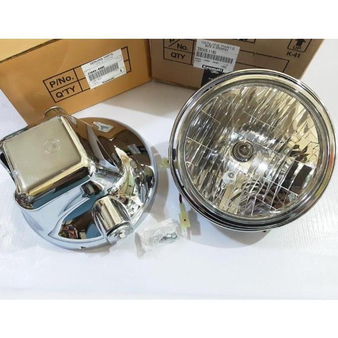 REFLEKTOR LAMPU DEPAN NINJA SS BULAT CHROME KOMPLIT ORIGINAL