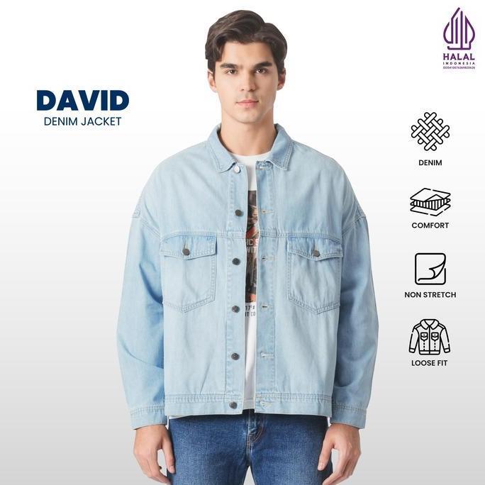 Emba Denim - David Jaket Loose Fit Bahan Denim Casual Pria Kancing
