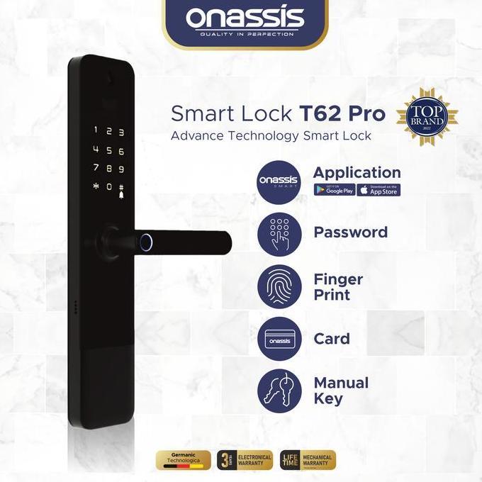 Onassis SMART LOCK T62 PRO - Kunci Digital 6in1 dengan Kamera Bawaan & Garansi 3 Tahun - Aplikasi On
