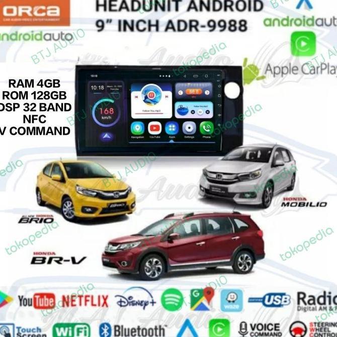 HEAD UNIT TAPE MOBIL ORCA ANDROID OEM HONDA MOBILIO,BRIO,BRV LAYAR 9"