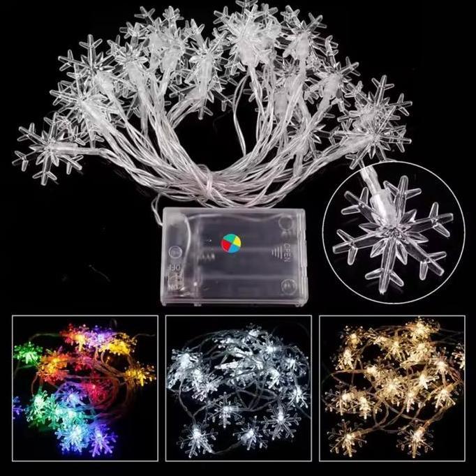 6782 Lampu Tumblr Led Snowflake Battery / Lampu Led  Pohon Natal 3 Meter