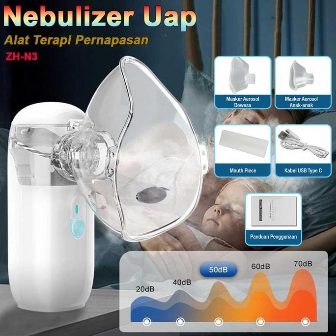 ESWANE Nebulizer Uap ZH-N3 Alat Nebu Portable Inhaler Uap Obat Terapi Pernapasan Asma untuk Anak dan