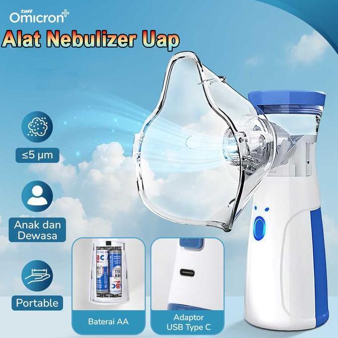 ESWANE TaffOmicron Nebulizer Uap Portable Alat Nebu Inhaler Uap Obat Terapi Pernapasan Asma Anak dan