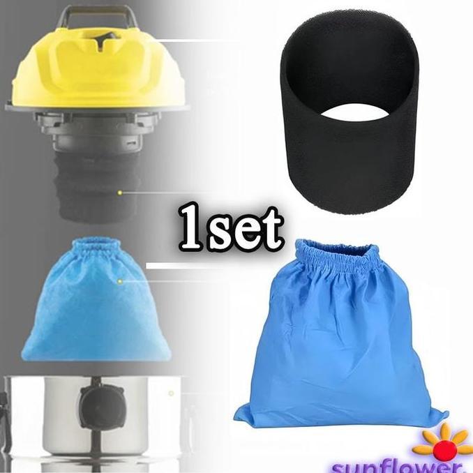 diataleni - 1 set kantong filter vacuum cleaner - basah kering bahan kain & busa