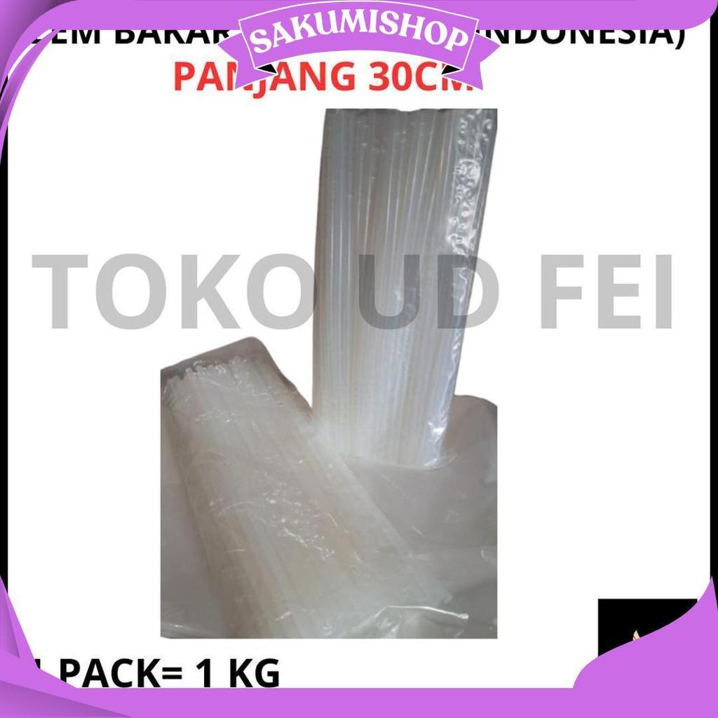 (1 KG 30CM LEM BAKAR INDONESIA) Lem Bakar Kecil/ Lem Tembak/ Lem bakar Panjang/ Lem Lilin Panjang UD