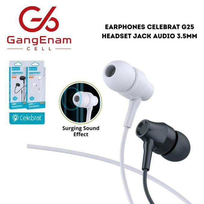 ESWANE Earphones Celebrat G25 Headset Jack Audio 3.5mm Comfort Earbuds Stereo Sound Full Bass