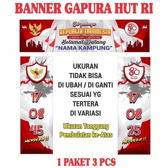 PREMIUM / Spanduk Gapura 17 Agustusan - BANNER HUT RI 80