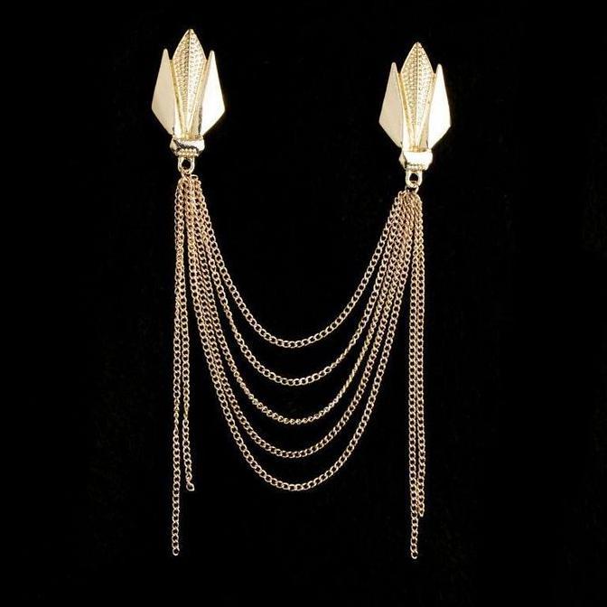 PODAMANS Bros Rantai Jas Pria Wanita Lapel Pin Bros Jas Rantai Pin Kerah Kemeja Pin Bros Rantai