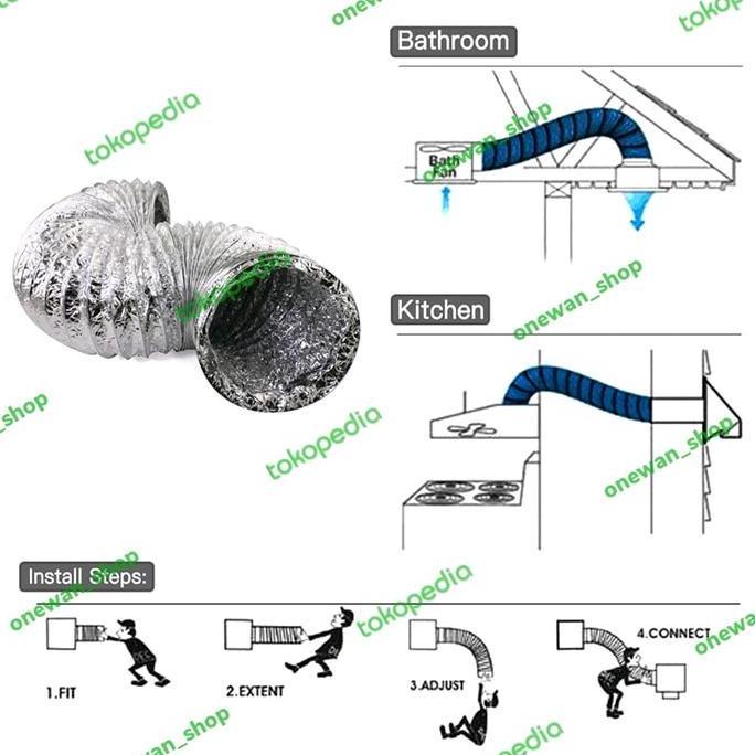 Pipa Exhaust Aluminium 6 Inchi Flexible Ducting 6" Taiwan Murah