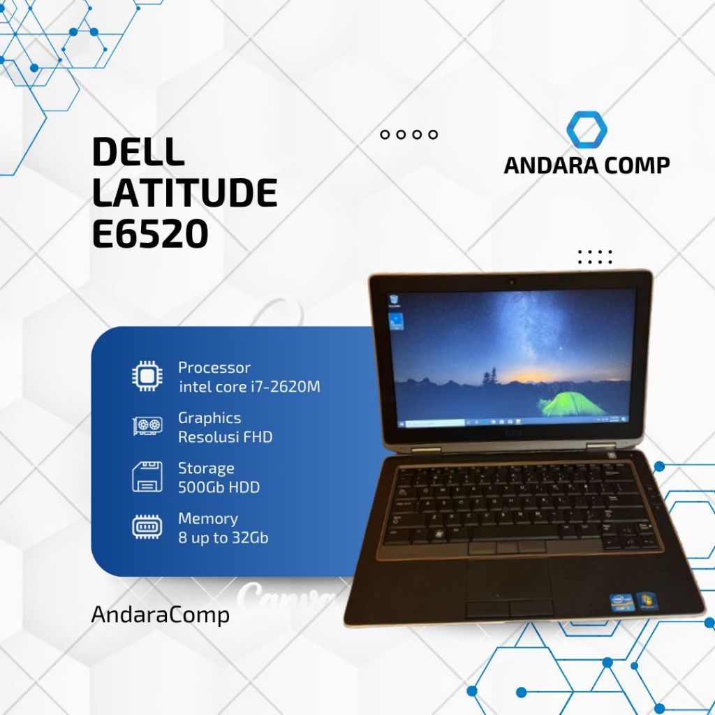 DELL LATITUDE E6620 Intel Core i7-2620M / Ram 32Gb / HDD 500GB / RESOLUSI HD 8gb - 500HDD