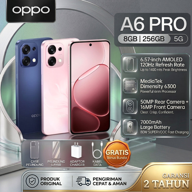OPPO A6 Pro 5G | RAM 8GB ROM 256GB | Original Garansi Toko Hp Android Murah Baru Cuci Gudang Cuci Gu