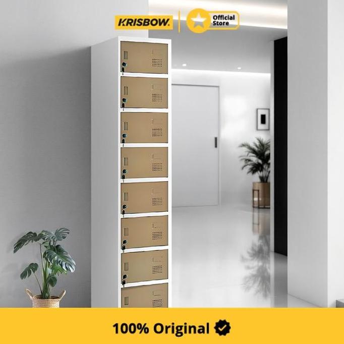 Krisbow Loker 8 Pintu Single Column - Cokelat Lemari Loker Kabinet Locker Storage Pintu Locker Cabin