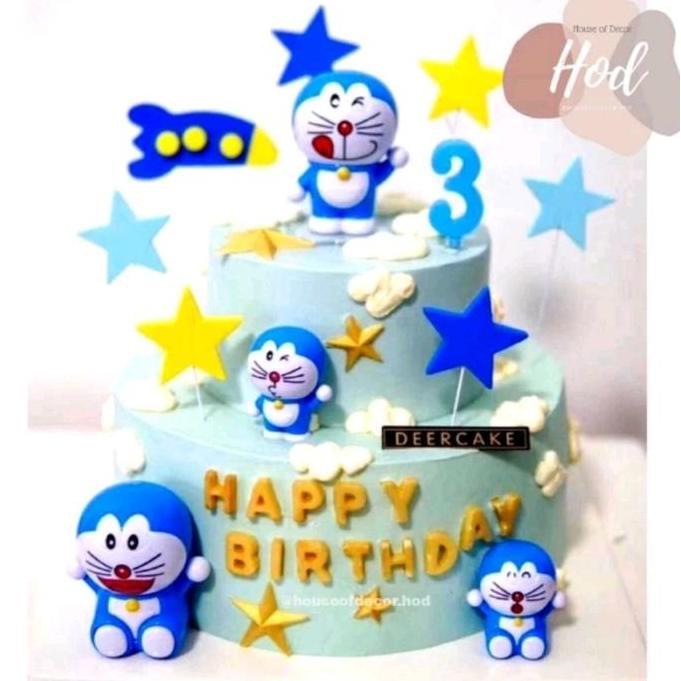*#*#*#*#] 4Pcs Topper Kue Desain Kartun Doraemon untuk Dekorasi Kue.