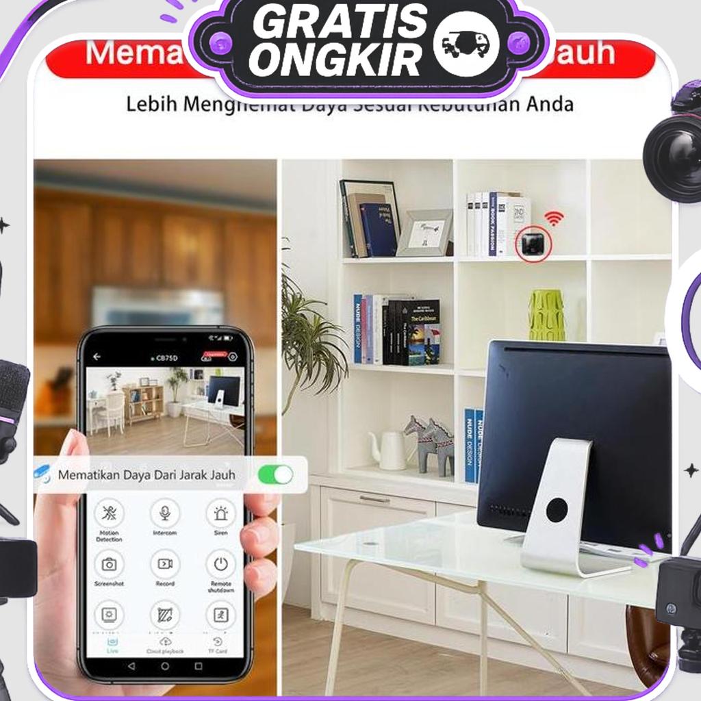 Xihancam 5Mp Cctv Mini Wifi Kamera Mini Cctv Kecil Tersembunyi Cctv Baterai Tanpa Kabel Konek Hp