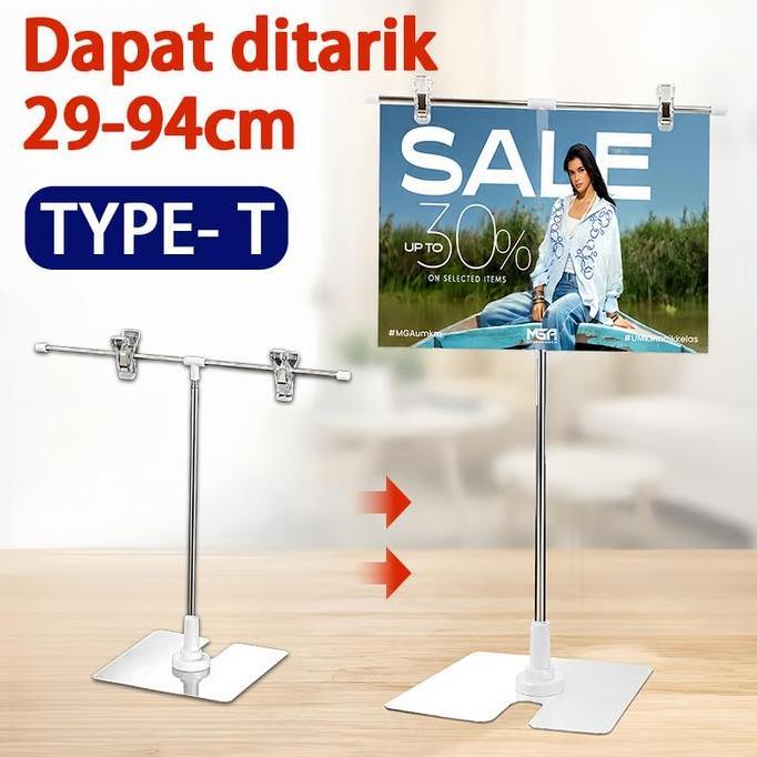 KANJALO Tripod Banner T Meja / Stand Banner Display Meja / Standing Poster Jepit