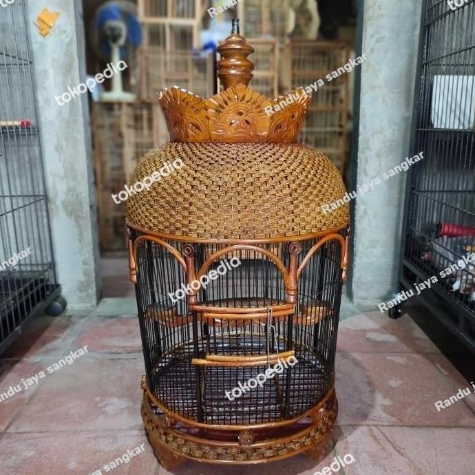 Sangkar Burung Perkutut Rotan Mahkota Anyaman,Pelitur Melamin,Terlaris