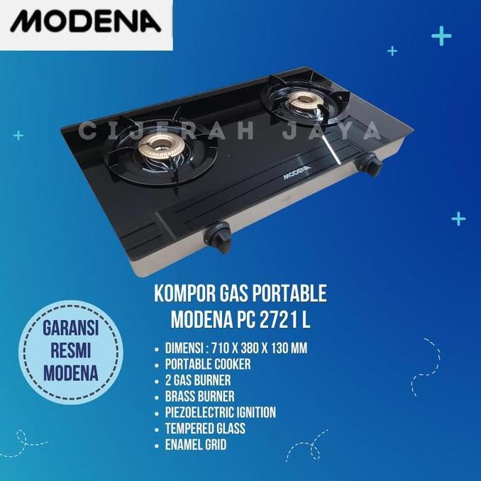 Vikabeneri - MODENA KOMPOR GAS PORTABLE 2721 L / KOMPOR KACA MODENA 2 TUNGKU PC2721 L/LD/LM PC 2721