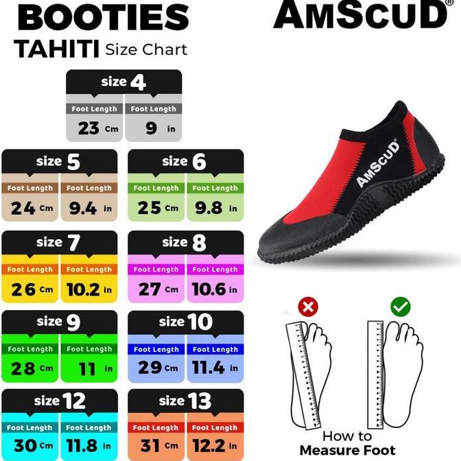 AmScud Booties Havana Low Boot RED / Booties Diving / Sepatu Diving / Sepatu Selam Short sepatu sela