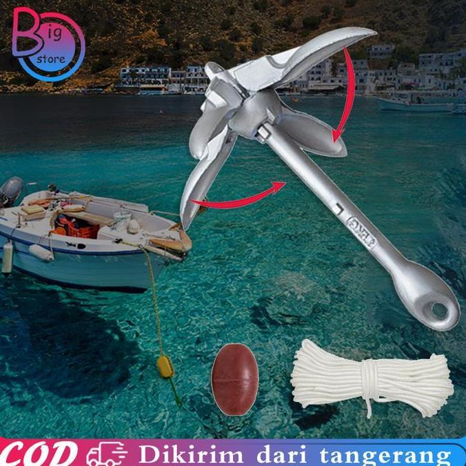 MUVAC Jangkar Perahu Karet Kayak Anchor 0.7kg/1.5kg Jangkar Kayak Jangkar Kapal Lipat Alat Kapal