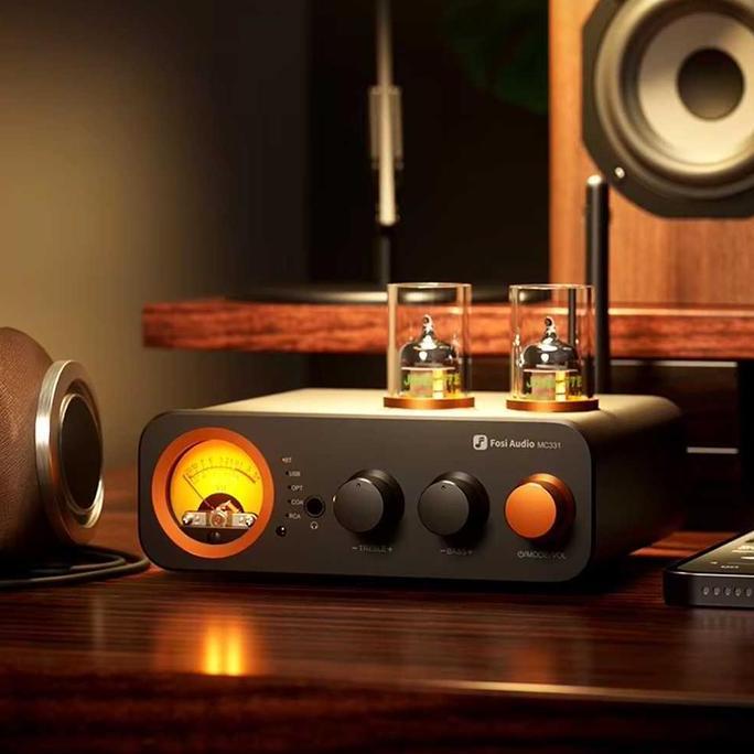 JAVATOO Audio Amplifier Tube Bluetooth DAC TPA3221 with VU Meter