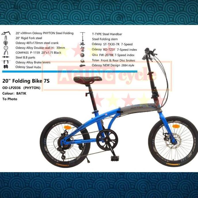 Promo SEPEDA LIPAT / FOLDING BIKE ODESSY 16" 2036 PHYTON - GRAB/GOJEK INSTAN Diskon