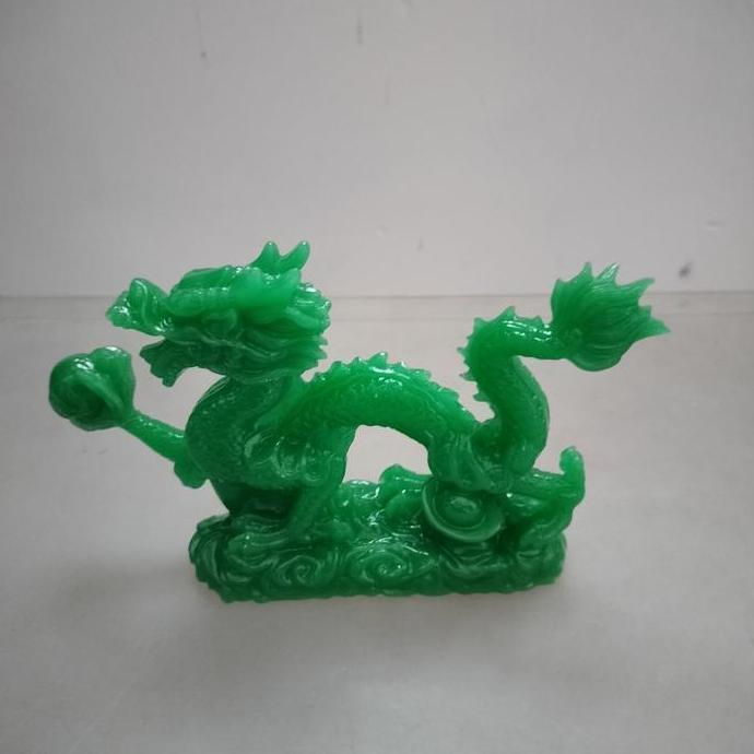 +++++] patung naga mutiara feng shui giok green dragon big size