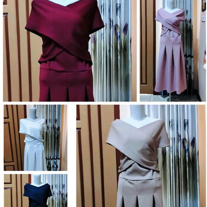 Pilihan - Sabrina Dress Brides Maid Pesta Kondangan Jemma Fashion Merah Pink Formal Scuba Panjang Na