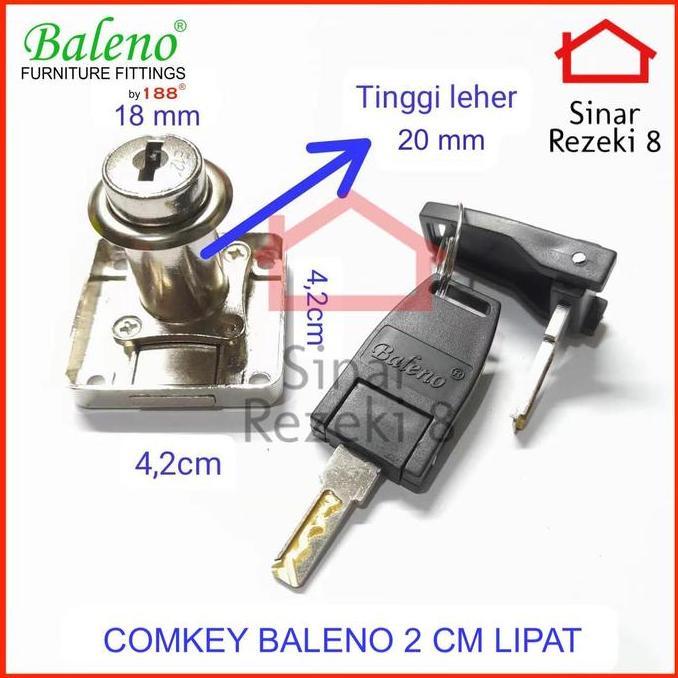Comkey BALENO 2 cm LIPAT / Kunci Loker Besi Kait Computer Key Lemari