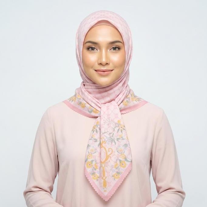 [CUCI GUDANG] Wulang Narawangsa Hijab Segi Empat Flamingo Era Pink | Kerudung Segi Empat | Hijab Mot