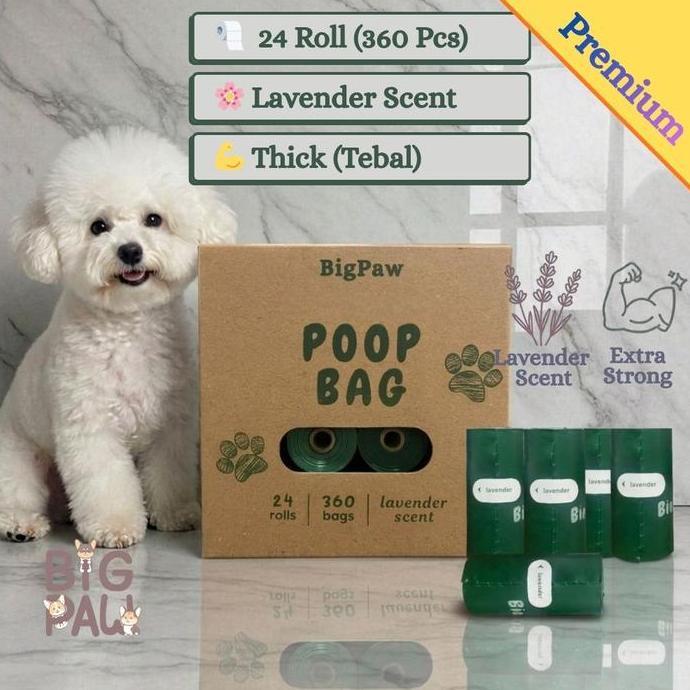 BigPaw Poop Bag Thick Tebal Lavender Scent 360 pcs | 24 roll | Anabul Poop Bag | Plastik Diaper | Pl